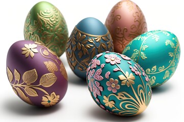 Perfect colorful handmade easter eggs isolated on a white