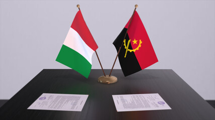 Angola and Italy country flags 3D illustration. Politics and business deal or agreement