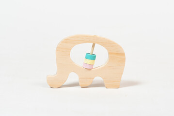 wooden educational toy on white background
