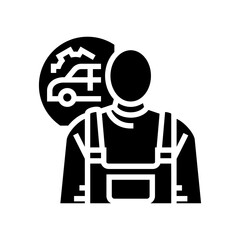 fleet maintenance manager repair worker glyph icon vector illustration
