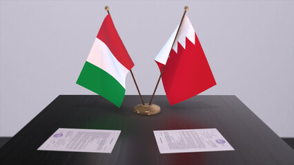 Bahrain and Italy country flags 3D illustration. Politics and business deal or agreement