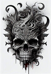 Obraz premium Generative AI abstract render of a human skull