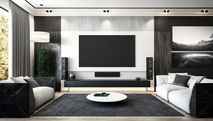 Modern luxury living room, generative AI.
