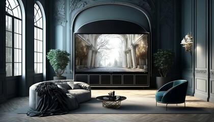 Modern luxury living room, generative AI.
