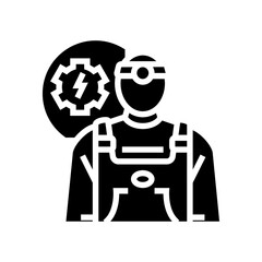 maintenance electrician repair worker glyph icon vector illustration