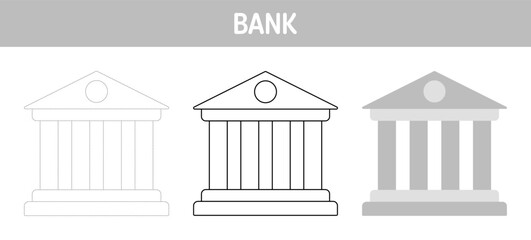 Fototapeta premium Bank tracing and coloring worksheet for kids
