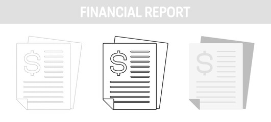 Financial Report tracing and coloring worksheet for kids