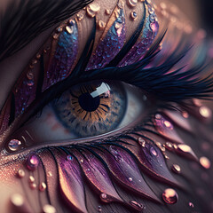 Close-up of a textured make-up eye , Generative AI