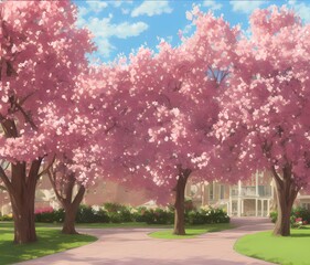 Cherry trees created with generative ai technology