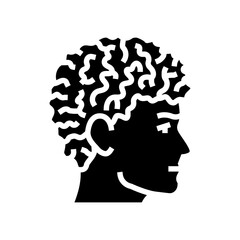 curly male hairstyle male glyph icon vector illustration