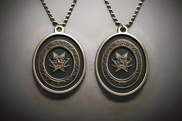 Blank Cat Dog Id Tag Name Pendant Necklace Collar Mockup. Generative AI