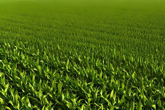 Cultivated Corn Field, Earth Day Concept, Plant In The Ground, Green World. Generative AI