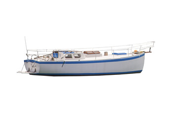 Cutout of an isolated white boat  with the transparent png
