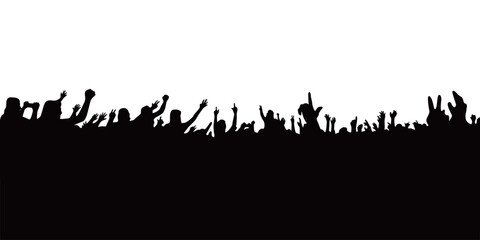 audience in concert silhouette. people crowd in festival icon, sign and symbol.