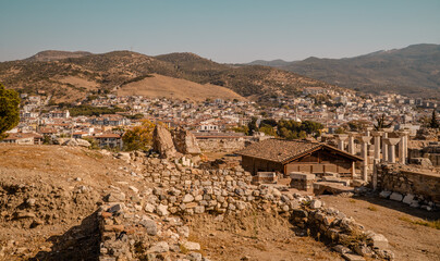 Aerial view of the city of Selcuk, Turkey seen from St. John Basilica