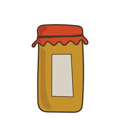 Clear glass jar with lid. storage container isolated on white background. doodle. clipart. vector illustration