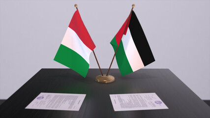 Palestine and Italy country flags 3D illustration. Politics and business deal or agreement