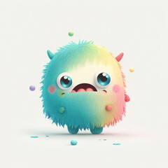 Fototapeta premium Little monster isolated on white background. Ai generated.