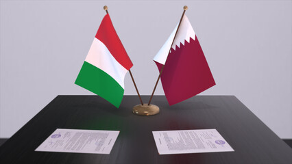 Qatar and Italy country flags 3D illustration. Politics and business deal or agreement