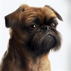 Brussels Griffon portrait. Realistic illustration of dog isolated on white background. Dog breeds