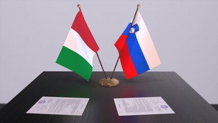 Slovenia and Italy country flags 3D illustration. Politics and business deal or agreement