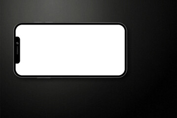 Smartphone with wihite screen on textured black background. EPS10 vector