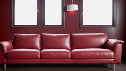 red leather sofa in a room