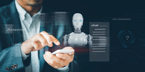 Chat  Ai communicate and interact with human and provide smart data text, Artificial intelligence...