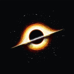 Original vector illustration.  Black hole, event horizon, stars.