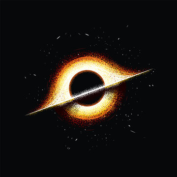 Original vector illustration.  Black hole, event horizon, stars.