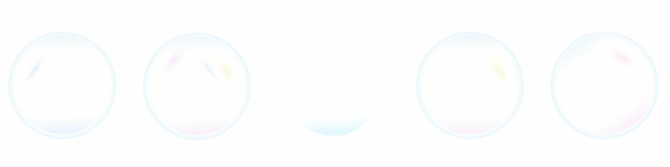 Cute, realistic, fun water bubbles flying randomly. Transparent background