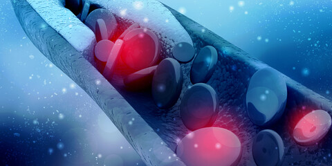 3d rendering red streaming blood cells background