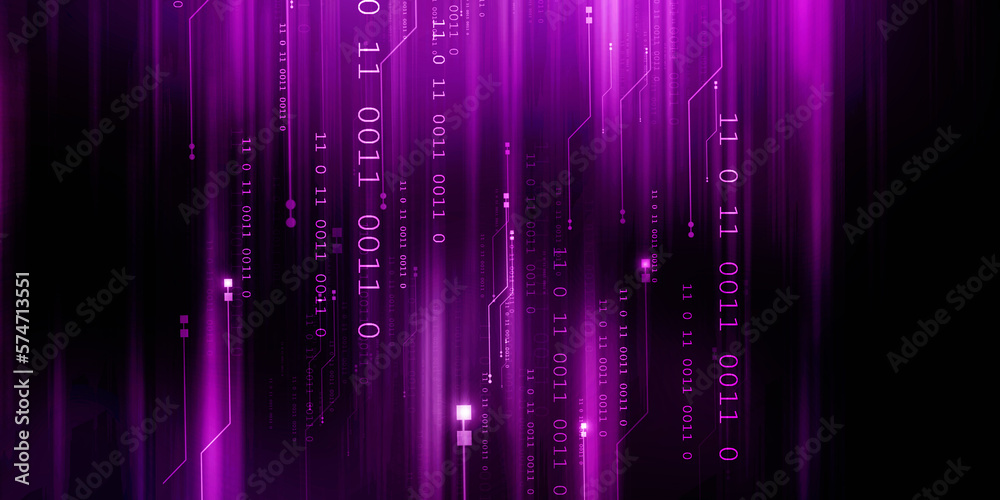 Poster 2d illustration abstract digital binary data on computer screen