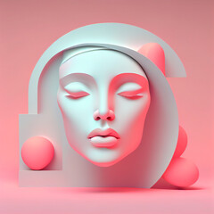 Modern Abstract Woman's face Sculpture design. Generative AI.