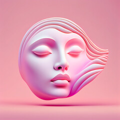 Modern Abstract Woman's head Sculpture design. Generative AI.