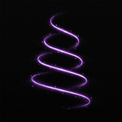 Magic sparkle Christmas tree on transparent background. Luxury Christmas with light effect. Christmas concept.