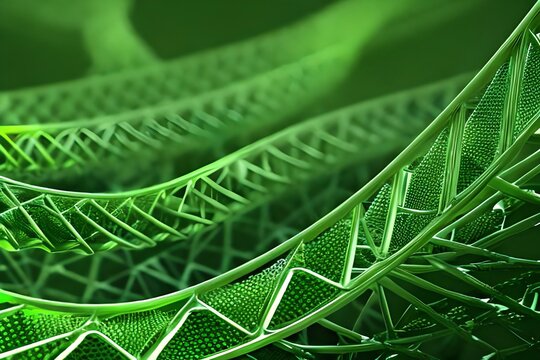 Green Dna Helix Gene Or Genetic Dna Molecule Biotechnology On A Green Biotechnology. Generative AI