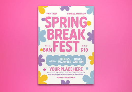 Colorful Spring Break Fest Flyer