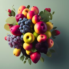 Photo of horizontal image of fruit in a bouquet - generative ai