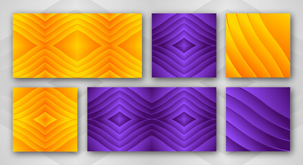 Set of backgrounds with Yellow and Purple patterns. Luxury template design. cover, banner, poster. Vertical, horizontal and square template. Vector illustration. eps 10