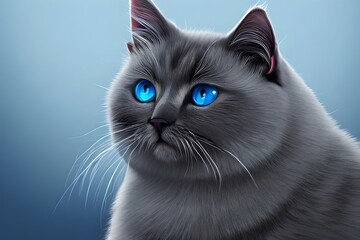 Sad Cat, Cute Crying And Very Sad Small White Kitten With Striking Blue Eyes Illustration. Generative AI