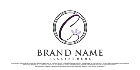 Nail logo design for beauty with initial C creative element style