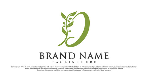 D latter logo design with nature beauty Premium Vector