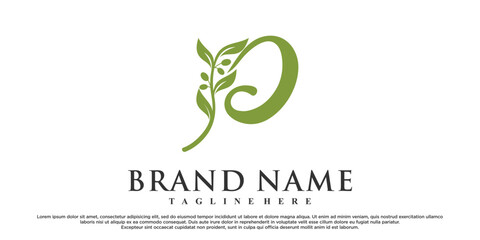 P latter logo design with nature beauty Premium Vector