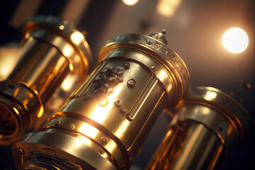 Abstract copper or brass barrels ,made with Generative AI
