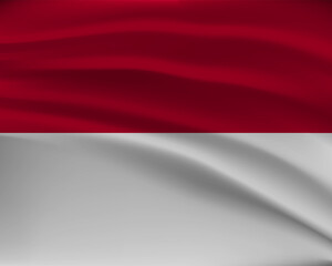 Flag of monaco, with a wavy effect due to the wind.