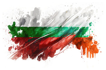 Bulgaria Flag Expressive Watercolor Painted With an Explosion of Color, Movement and Artistic Flair