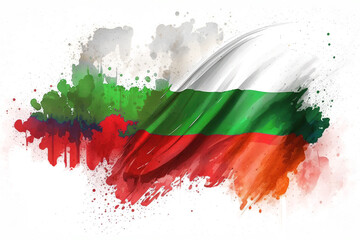 Bulgaria Flag Expressive Watercolor Painted With an Explosion of Color, Movement and Artistic Flair