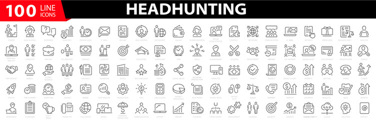 Fototapeta Headhunting icon set. Recruitment icon set Included the icons as Job Interview, Career Path, Resume, Job hiring, Candidate and Human resource icons. Vector illustration. obraz