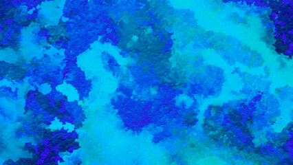 Fototapeta na wymiar Blue watercolor background, art hand paint